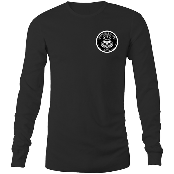 Killers and Kings tattoo balm front and rear logo - Sportage Hawkins - Long Sleeve T-Shirt